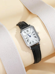 Minimalist Rectangle Pu Leather Strap Watch