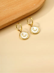 Moon Engraved Coin Charm Drop Earrings - FD ⚡