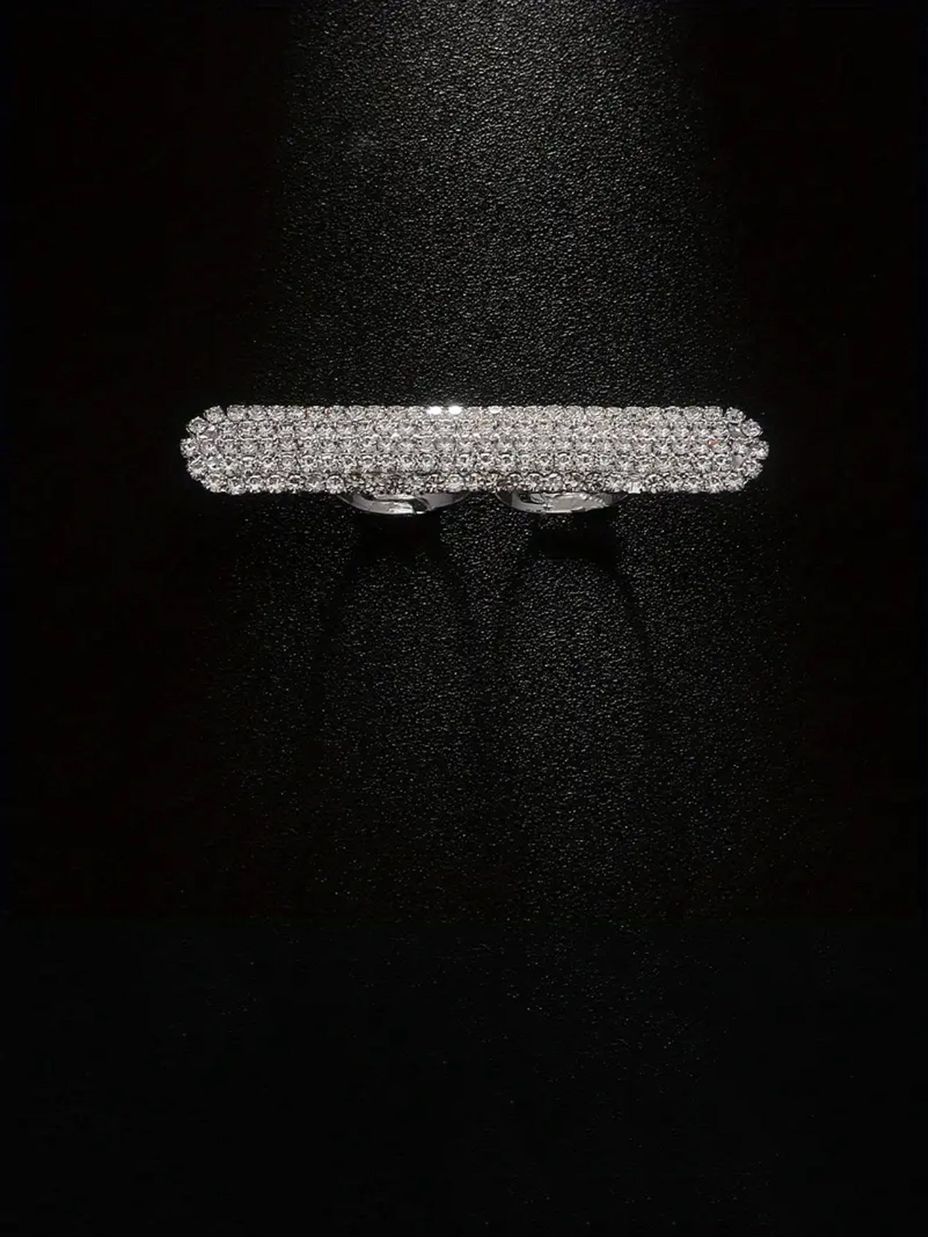 Multi-Row Rhinestone Crystal Double Finger Ring