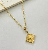 Mini Rhinestone Coin Eye Engraved Necklace - FD ⚡