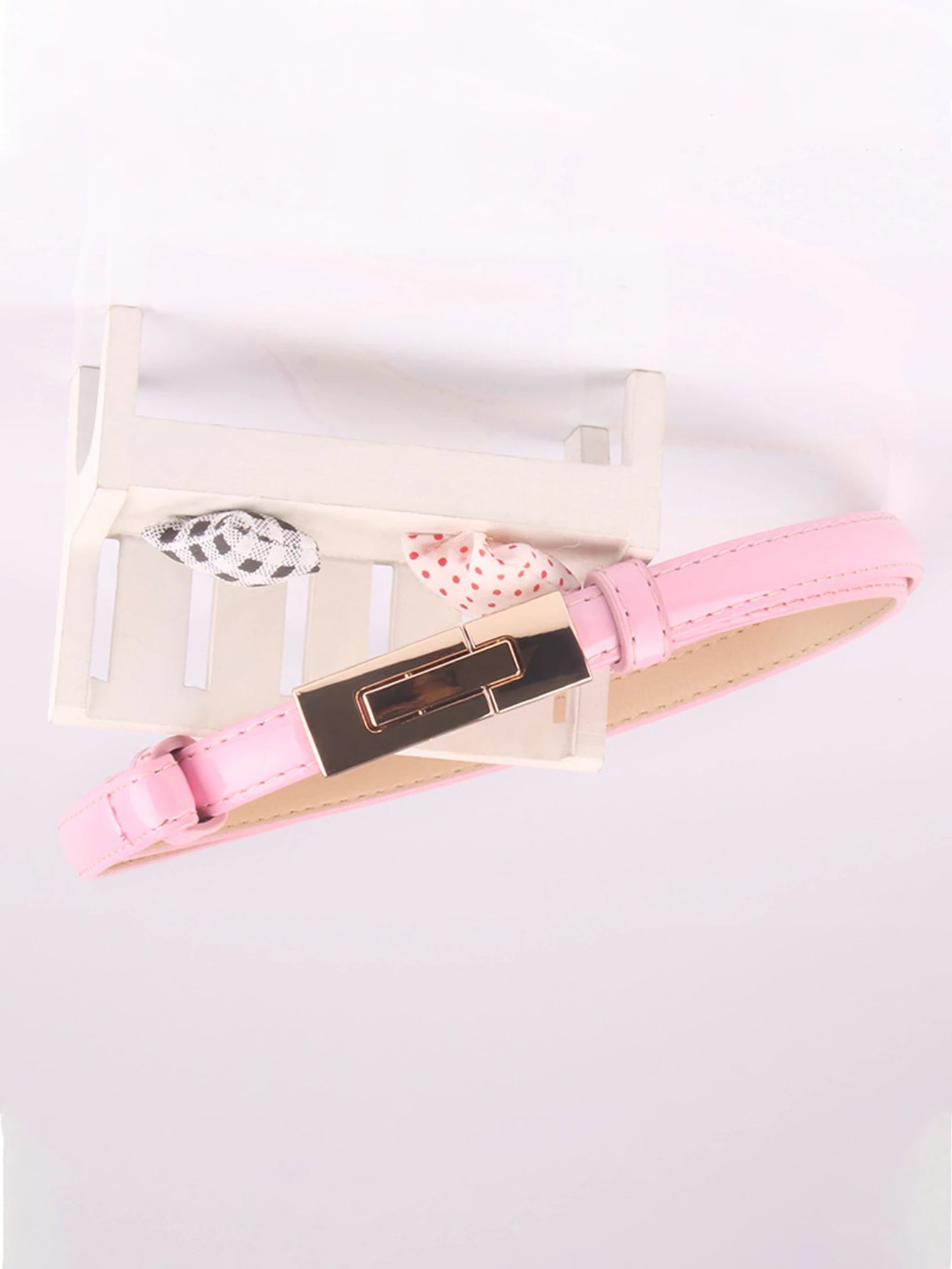 Patent leather adjustable pair buckle belt - Pink - FD ⚡