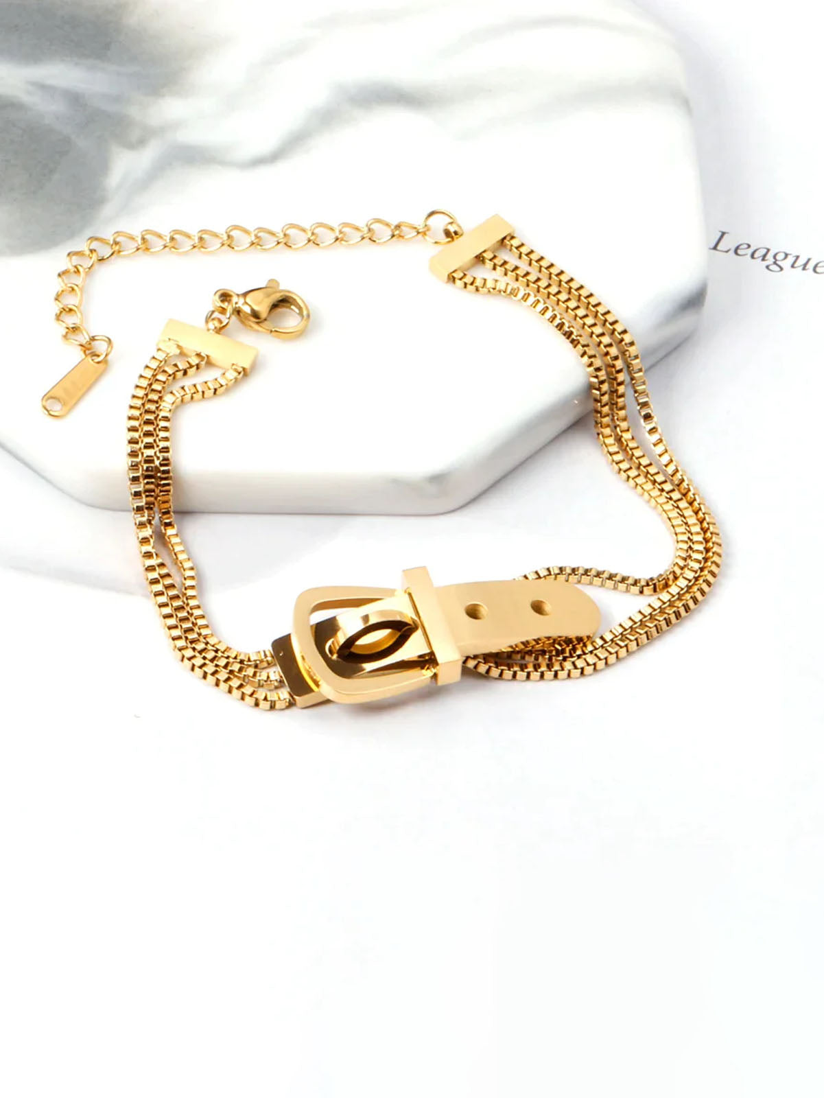 Buckle Decor Multi-Layered Chain Bracelet - FD ⚡