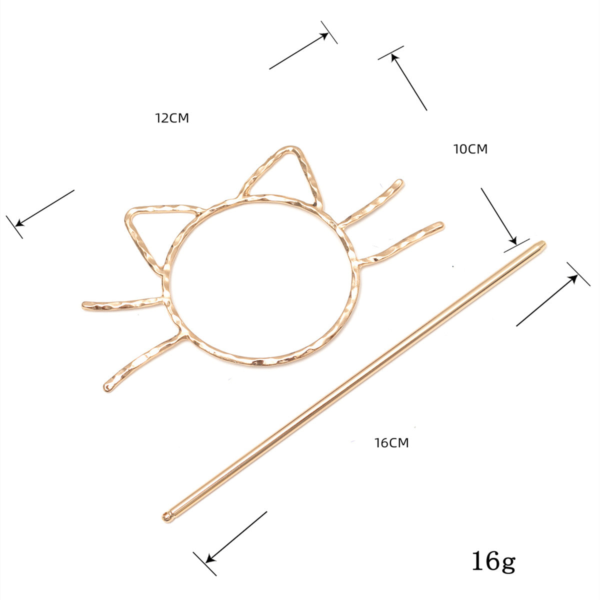 1pcs Kitty Design Hair Clip - Gold