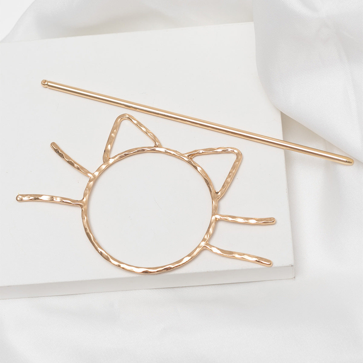 1pcs Kitty Design Hair Clip - Gold