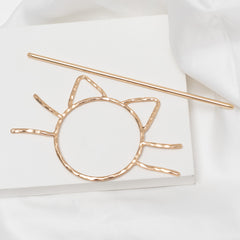 1pcs Kitty Design Hair Clip - Gold