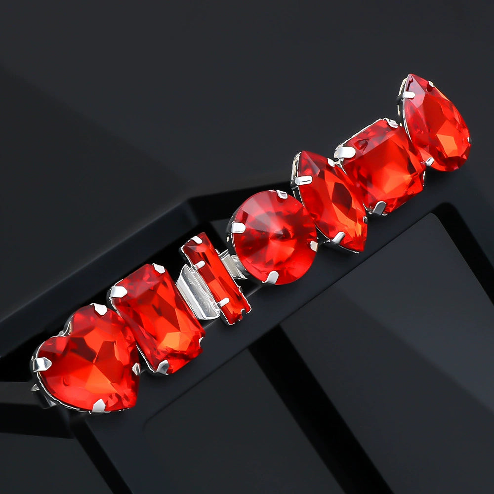 Vivi Exaggerated Red Blood Crystal Rhinestone 7pcs Rings Set