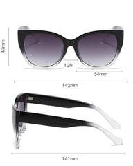 Black Full Frame Exaggerated Cat Eye Grey Gradient Lens Sunglasses