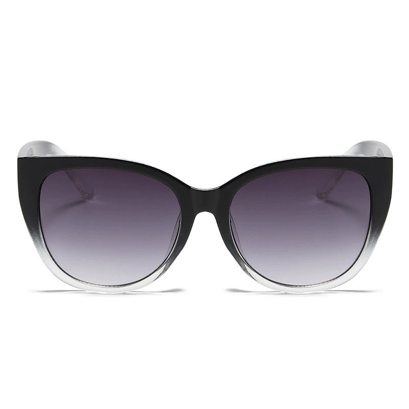 Black Full Frame Exaggerated Cat Eye Grey Gradient Lens Sunglasses