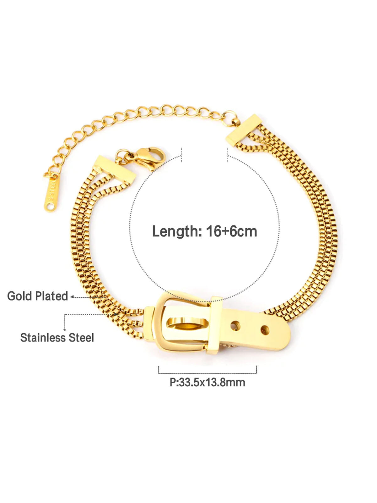 Buckle Decor Multi-Layered Chain Bracelet - FD ⚡