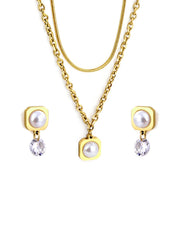 Pearl Pendant Stainless Steel Jewelry Set
