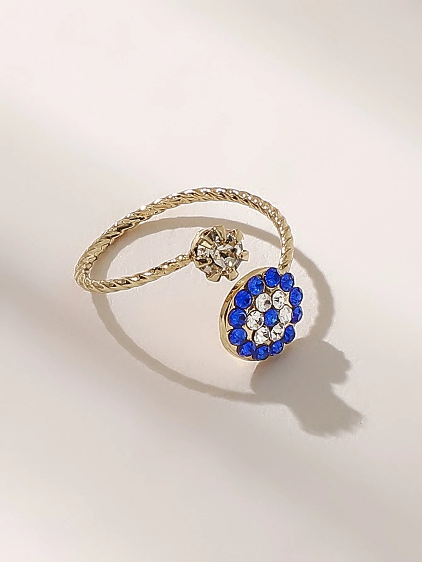 Rhinestone Decor Cuff Ring 1pc  - FD ⚡