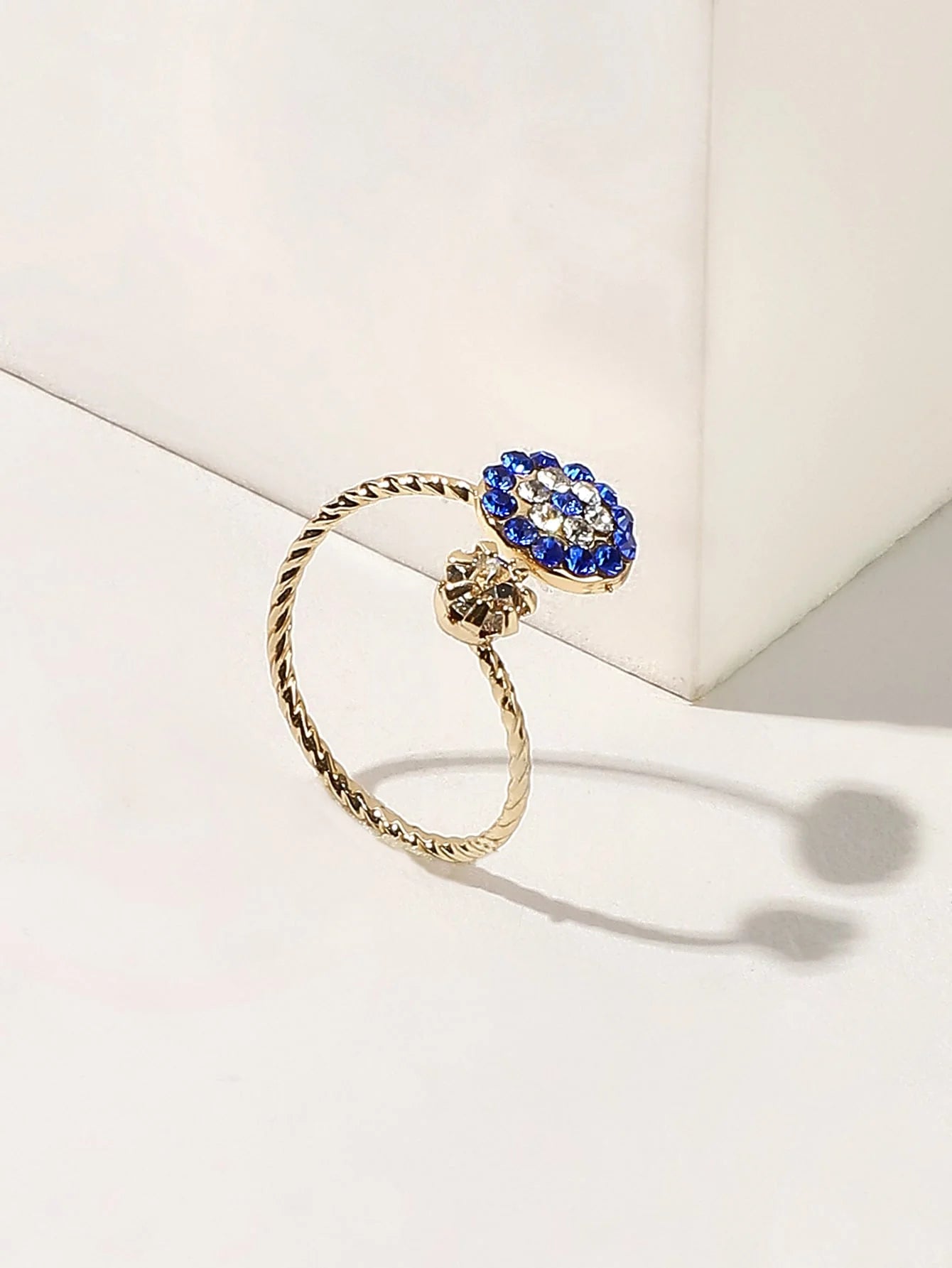 Rhinestone Decor Cuff Ring 1pc  - FD ⚡
