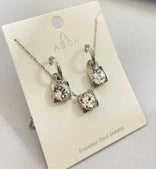 3pcs Silver Zircon Stainless Steel Jewelry Set - FD ⚡