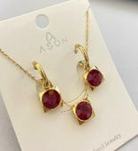 3pcs Red Zircon Decor Stainless Steel Jewelry Set - FD ⚡