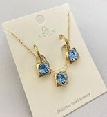 3pcs Blue Zircon Decor Stainless Steel Jewelry Set - FD ⚡