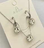 3pcs Silver Zircon Decor Stainless Steel Jewelry Set - FD ⚡
