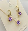 3pcs Purple Zircon Decor Stainless Steel Jewelry Set - FD ⚡