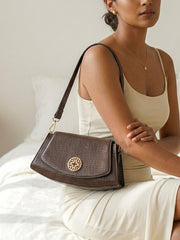 Snakeskin Pattern Flap Chain Evening Bag - Mocha Brown