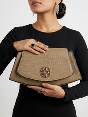 Snakeskin Pattern Flap Chain Evening Bag - Khaki