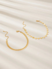 Square & Leaf Shaped Chain Anklet 2pack - FD ⚡