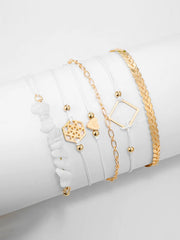 6pcs Square & Stone Detail Bracelet Set - FD ⚡