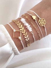 6pcs Square & Stone Detail Bracelet Set - FD ⚡