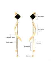 Stainless steel black square Shaped Drop Earring - FD ⚡
