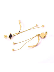 Stainless steel black square Shaped Drop Earring - FD ⚡