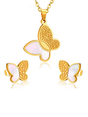 Stainless Steel Butterfly Necklace Jewelry Set - FD ⚡