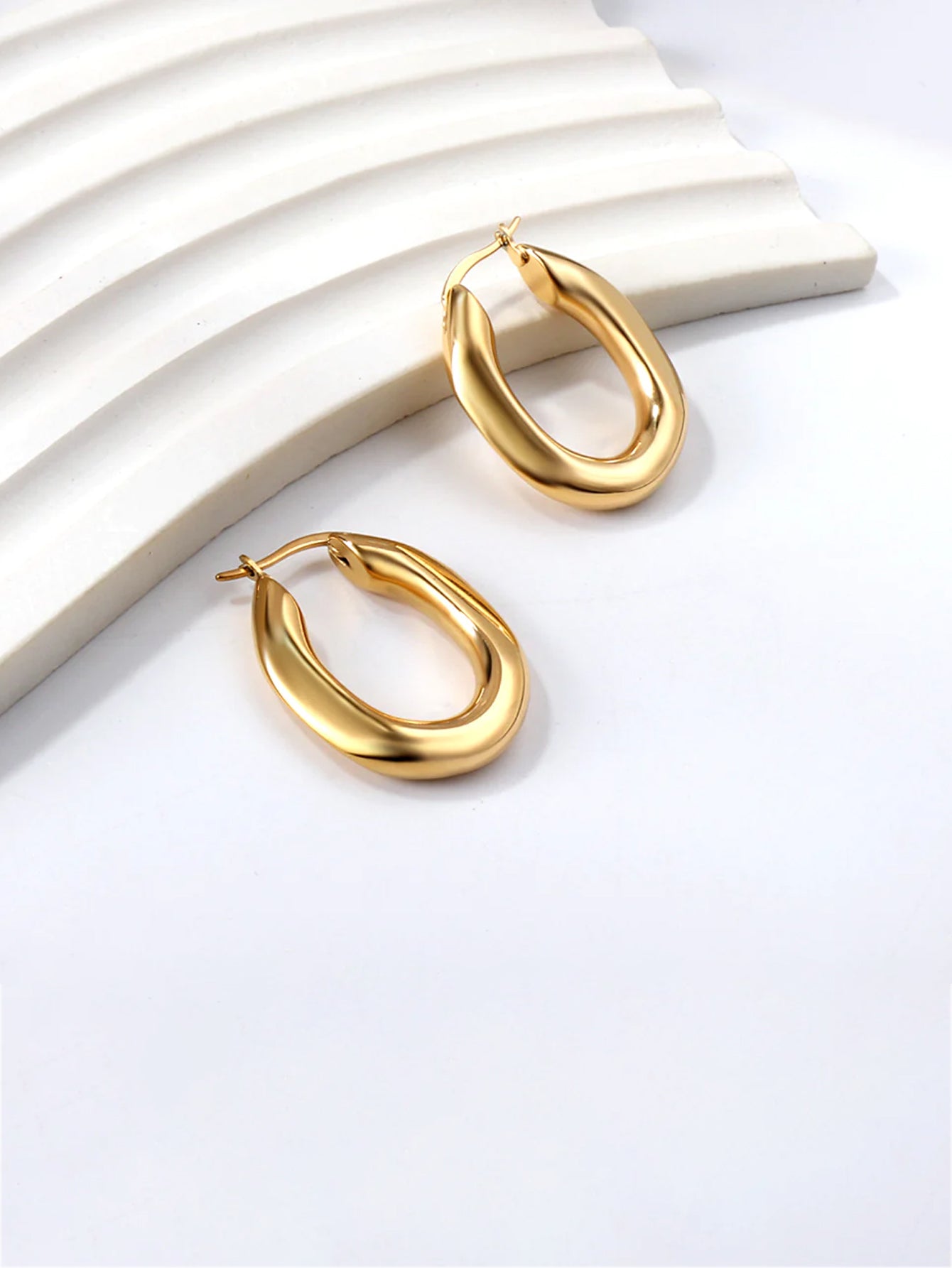 Stainless Steel Chunky Hoop Earrings - FD ⚡