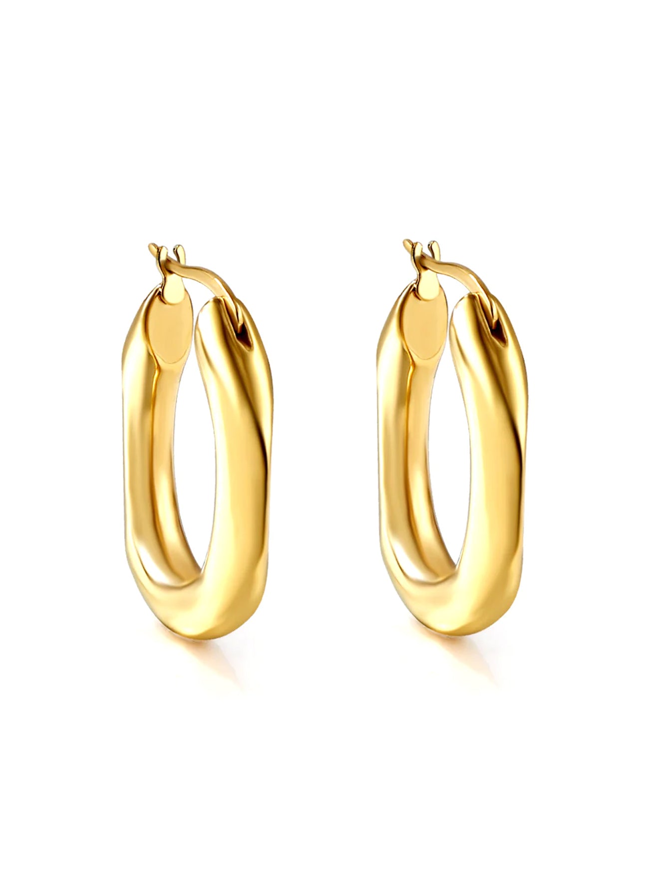 Stainless Steel Chunky Hoop Earrings - FD ⚡