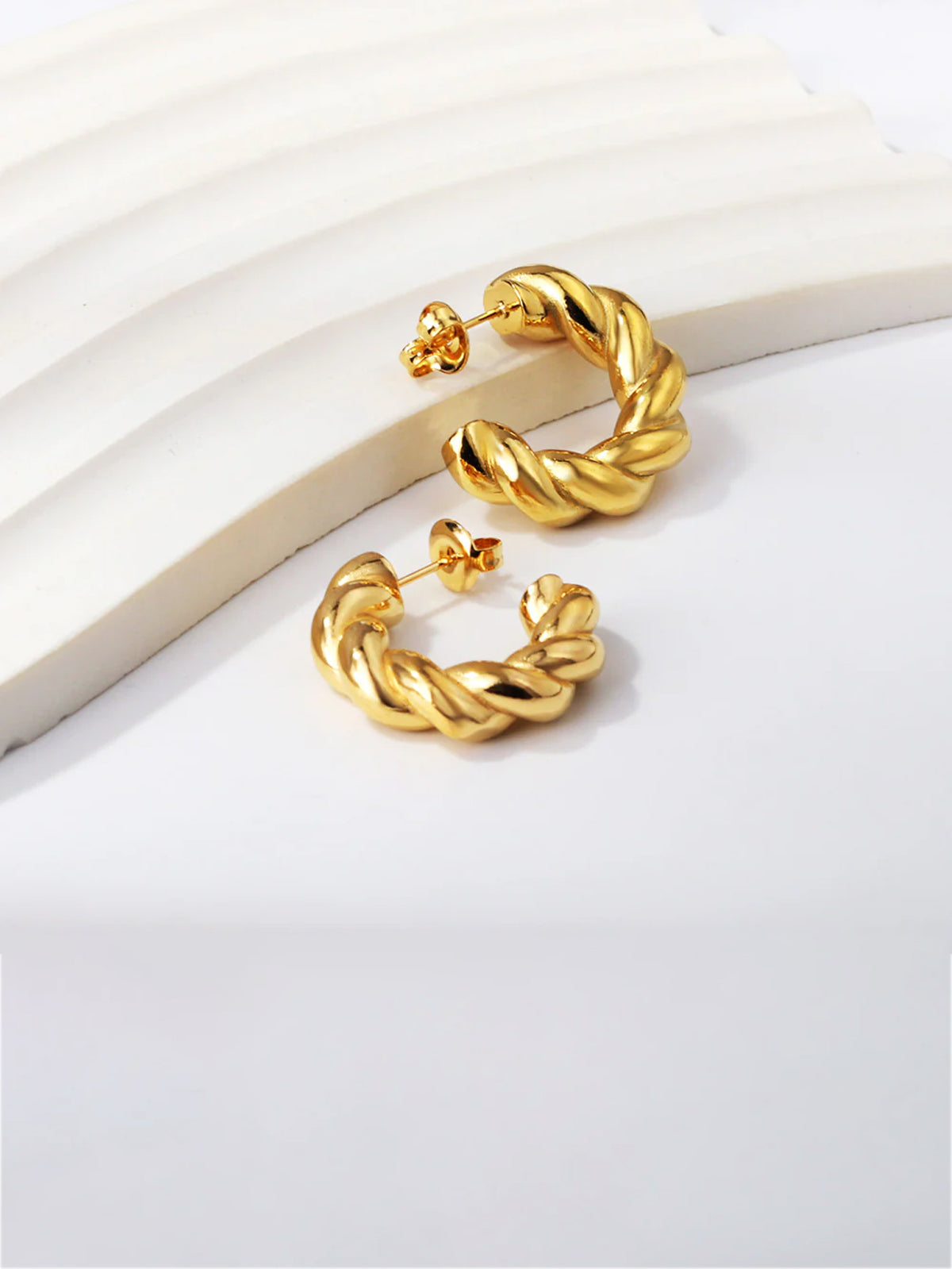 Stainless steel Chunky Twisted Hoop Earrings - FD ⚡