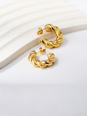 Stainless steel Chunky Twisted Hoop Earrings - FD ⚡