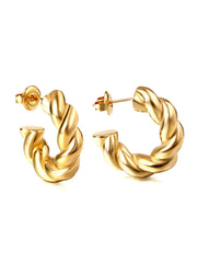 Stainless steel Chunky Twisted Hoop Earrings - FD ⚡