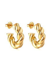Stainless steel Chunky Twisted Hoop Earrings - FD ⚡