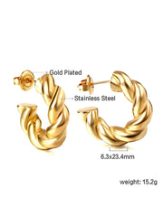 Stainless steel Chunky Twisted Hoop Earrings - FD ⚡