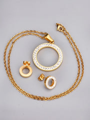Ellipse Zircon Decor Necklace & Stud Earrings Set - FD ⚡