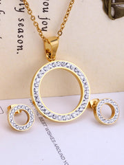 Ellipse Zircon Decor Necklace & Stud Earrings Set - FD ⚡