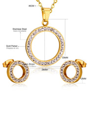 Ellipse Zircon Decor Necklace & Stud Earrings Set - FD ⚡