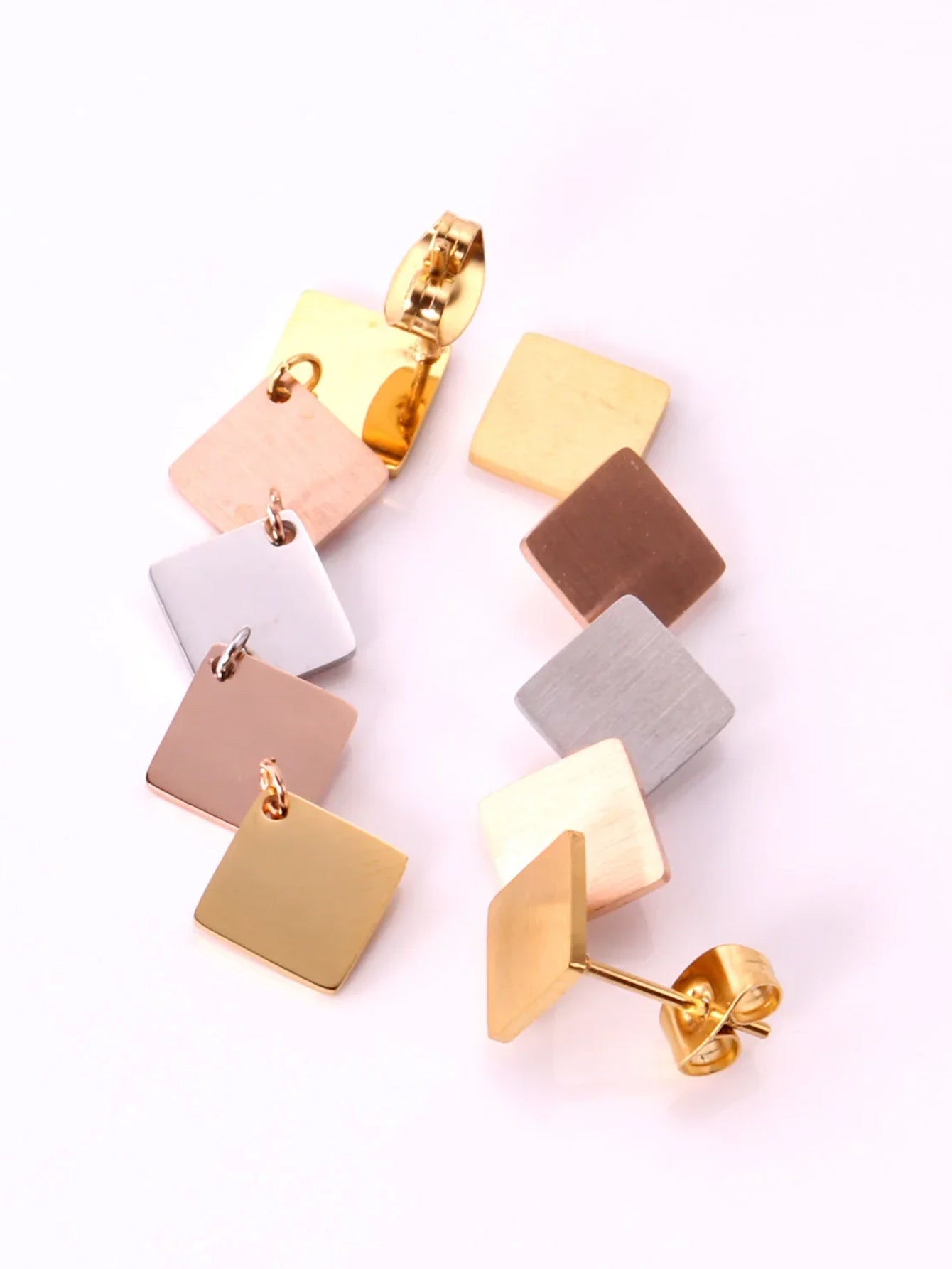 Stainless steel colorful rhombus drop earrings - FD ⚡