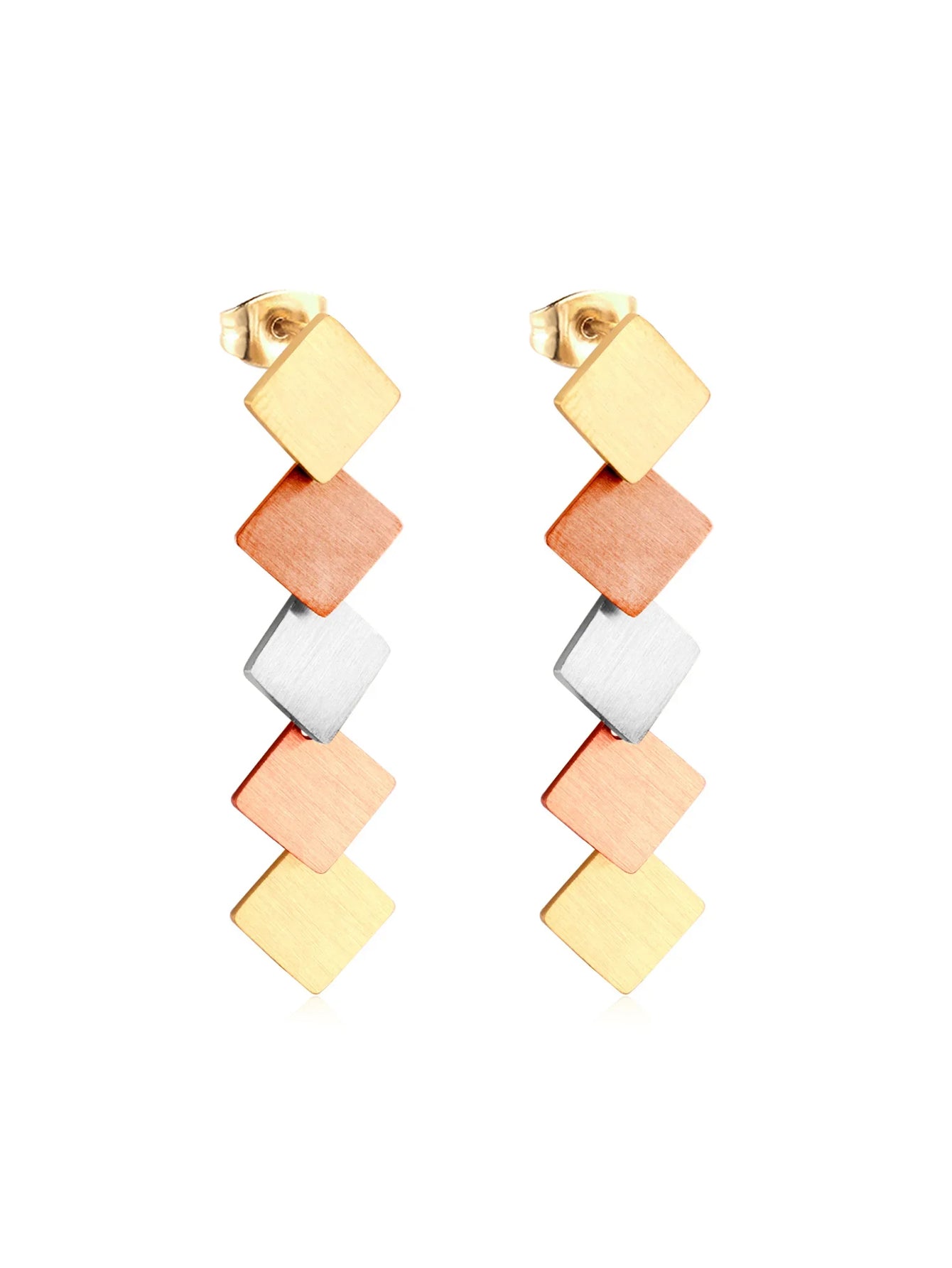Stainless steel colorful rhombus drop earrings - FD ⚡