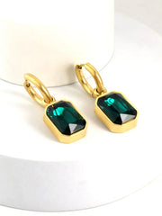 Stainless Steel Cubic Zirconia Drop Earrings