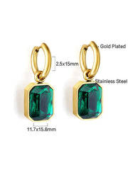 Stainless Steel Cubic Zirconia Drop Earrings