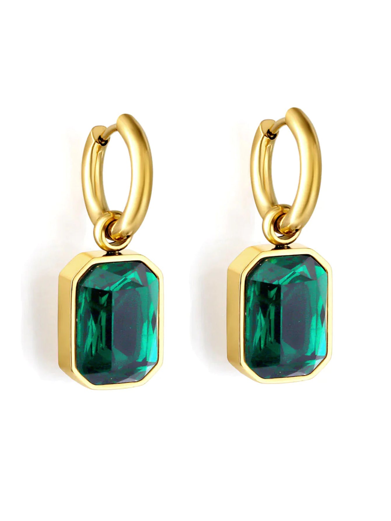 Stainless Steel Cubic Zirconia Drop Earrings