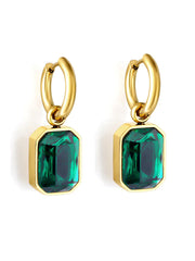 Stainless Steel Cubic Zirconia Drop Earrings