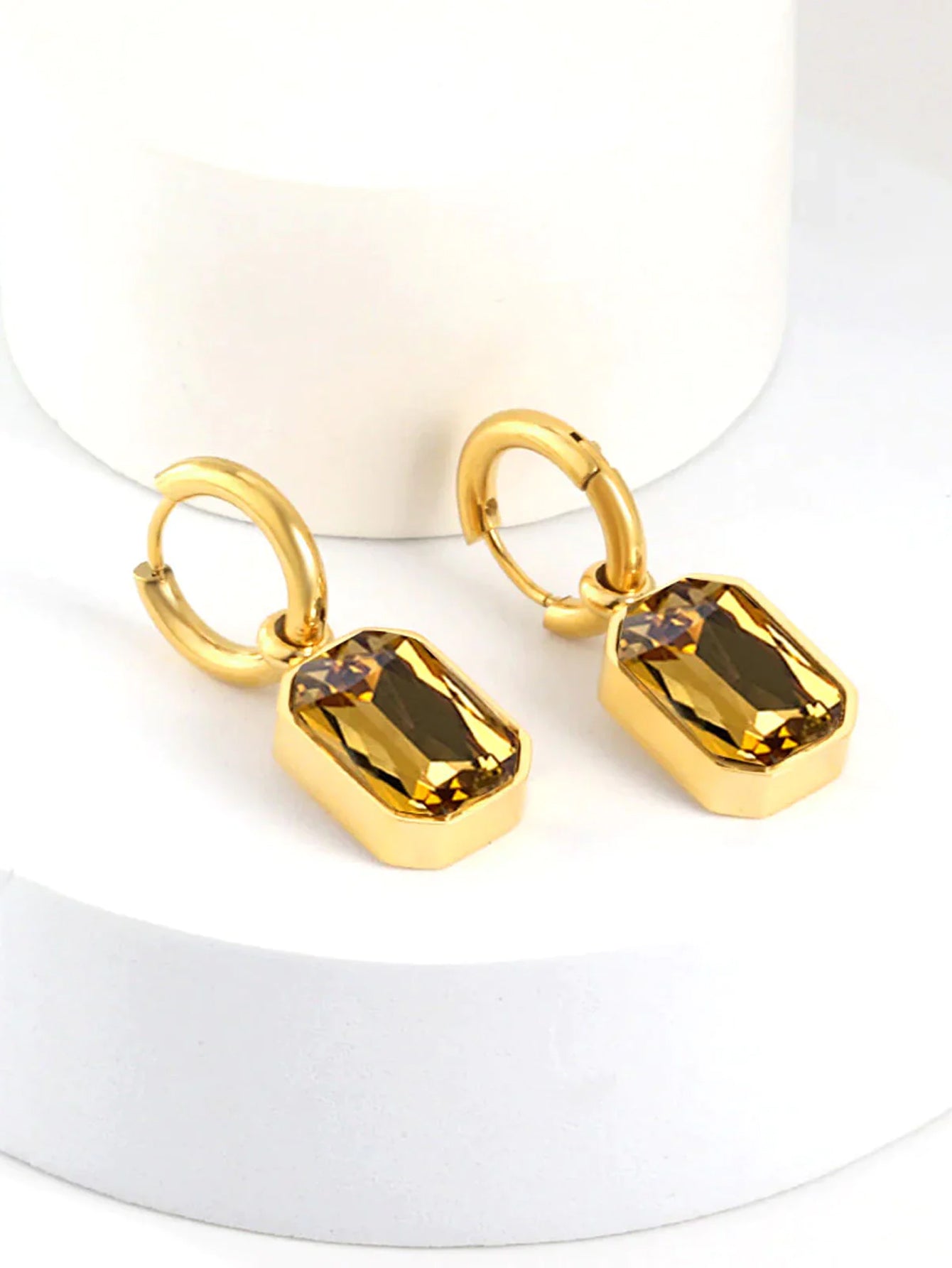 Stainless Steel Cubic Zirconia Drop Earrings