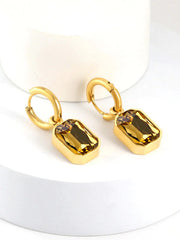 Stainless Steel Cubic Zirconia Drop Earrings
