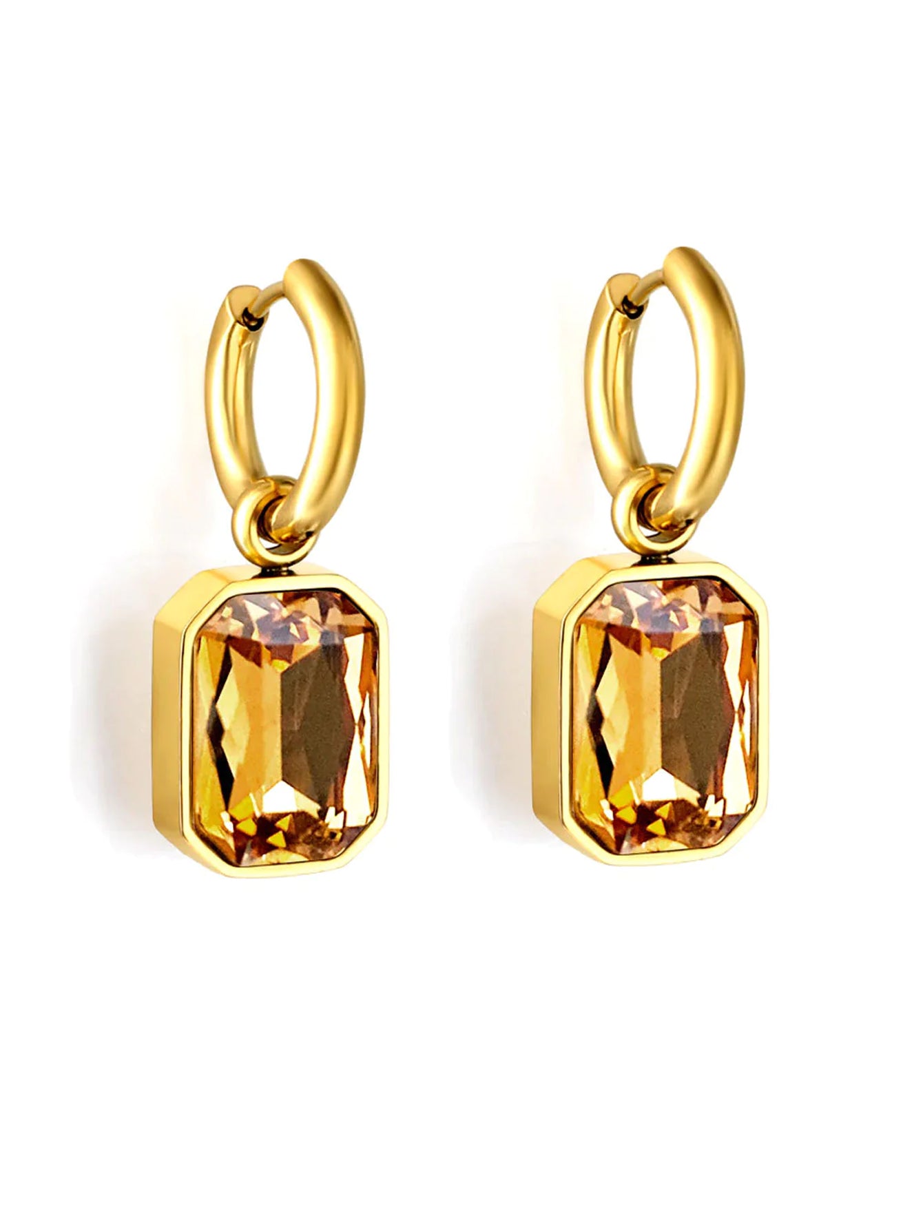 Stainless Steel Cubic Zirconia Drop Earrings
