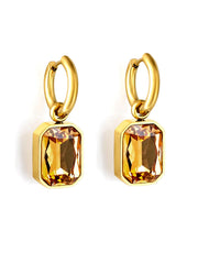 Stainless Steel Cubic Zirconia Drop Earrings