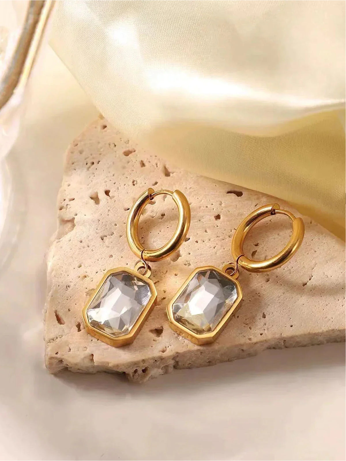 Stainless Steel Cubic Zirconia Drop Earrings